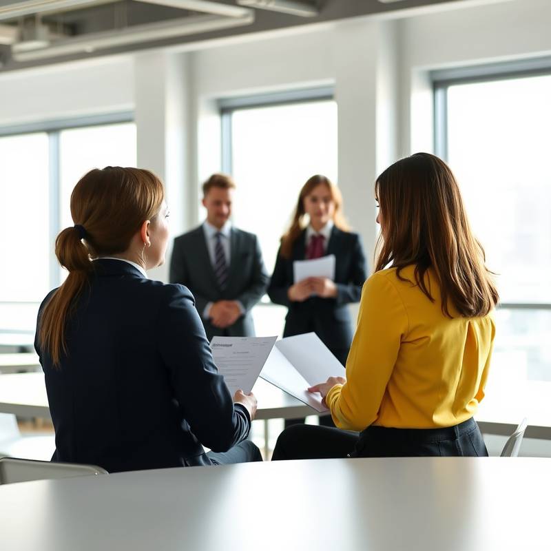 Een groep professionals die een training volgt over competentiegericht interviewen, met een focus op gedragsindicatoren.