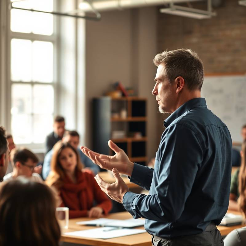 Een workshop over lichaamstaal, waarbij de trainer de verschillende signalen uitlegt.
